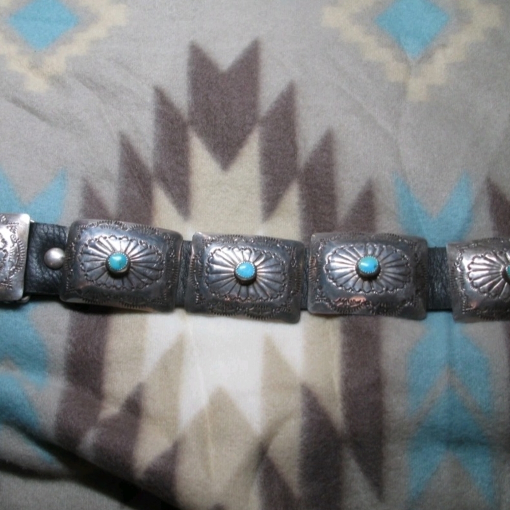 Sterling & Turquoise Concho Belt - Picture 10 of 13
